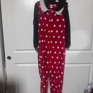 Disney Red and Black Polka Dot Footie Pajamas